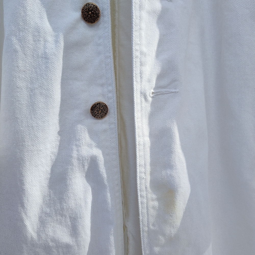 White Quilted Duster Jacket Upcycled Patchwork KAS Originals 80s Cotton One Size - Picture 9 of 16